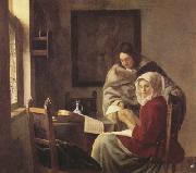 Jan Vermeer Girt interrupted at her music (mk30) USA oil painting artist